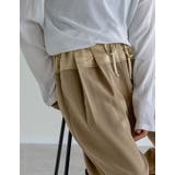 ツイル×ヴィンテージライクサテン切り替えドロストパンツ | Re:EDIT | 詳細画像15