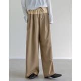 ツイル×ヴィンテージライクサテン切り替えドロストパンツ | Re:EDIT | 詳細画像4