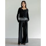 ツイル×ヴィンテージライクサテン切り替えドロストパンツ | Re:EDIT | 詳細画像9