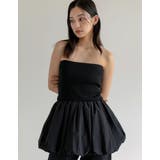 テレコリブ×マットタフタバルーンヘムペプラムベアトップス | Re:EDIT | 詳細画像2 