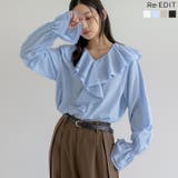 シアーエアリーラッフルカラーブラウス | Re:EDIT | 詳細画像1