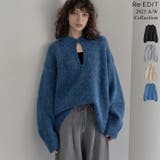 起毛ブークレニットホック付き2WAYトップス | Re:EDIT | 詳細画像1