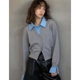 グレー×ブルー(973) | [2025AW COLLECTION]シャツドッキングレイヤード風ニットカーディ… | Re:EDIT