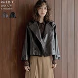 [2025AW COLLECTION]フェイクレザートレンチジャケット | Re:EDIT | 詳細画像1 