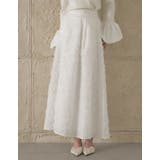 ホワイト(502) | ジャカードフリンジロングフレアスカート | Re:EDIT