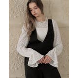 レースクルーネック袖フリルブラウス | Re:EDIT | 詳細画像3