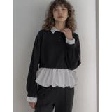 ブラック(501) | スウェットライクニット×バルーンシャツレイヤード風トップス | Re:EDIT