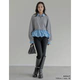 スウェットライクニット×バルーンシャツレイヤード風トップス | Re:EDIT | 詳細画像11