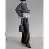 スウェットライクニット×バルーンシャツレイヤード風トップス | Re:EDIT | 詳細画像16