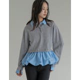 スウェットライクニット×バルーンシャツレイヤード風トップス | Re:EDIT | 詳細画像4