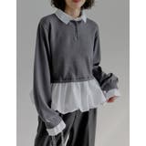 スウェットライクニット×バルーンシャツレイヤード風トップス | Re:EDIT | 詳細画像5