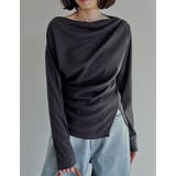 チャコールグレー(703) | [汗じみ防止][UVカット]リブカットソードレープトップス | Re:EDIT