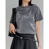 グレー(503) | [2点セット]カットベロアホルターネックビスチェ×Ｔシャツ | Re:EDIT