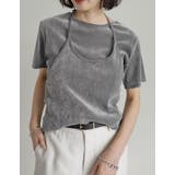 [2点セット]カットベロアホルターネックビスチェ×Ｔシャツ | Re:EDIT | 詳細画像3 