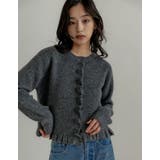チャコールグレー(703) | [2025 WINTER COLLECTION]メランジニットフリルカーディガン | Re:EDIT