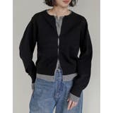 ブラック(501) | [2025AW COLLECTION]クルーネックレイヤード風カーディガン | Re:EDIT