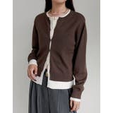 ブラウン(505) | [2025AW COLLECTION]クルーネックレイヤード風カーディガン | Re:EDIT