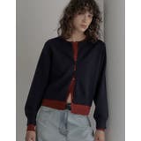 ネイビー(711) | [2025AW COLLECTION]クルーネックレイヤード風カーディガン | Re:EDIT