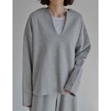 ライトグレー(603) | ラメ裏毛スウェット深Vネックプルオーバー | Re:EDIT