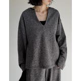 ラメ裏毛スウェット深Vネックプルオーバー | Re:EDIT | 詳細画像3