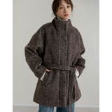 [低身長サイズ有]ミックスシャギースタンドカラーベルト付きコート | Re:EDIT | 詳細画像4 