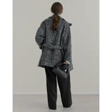 [低身長サイズ有]ミックスシャギースタンドカラーベルト付きコート | Re:EDIT | 詳細画像9 