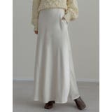 アイボリー(604) | シワ加工サテン切り替えナロースカート | Re:EDIT