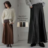 シワ加工サテン切り替えナロースカート | Re:EDIT | 詳細画像1 