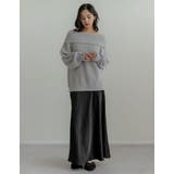 シワ加工サテン切り替えナロースカート | Re:EDIT | 詳細画像23 