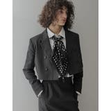 ブラック(501) | 微起毛ストライプショートテーラードジャケット | Re:EDIT