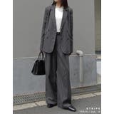 [低身長 高身長サイズ有]ミックスツイードorストライプダブルタックワイドパンツ | Re:EDIT | 詳細画像17 