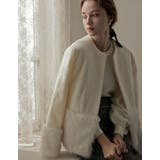 ホワイト(502) | 異素材切り替えファートリムノーカラーコート | Re:EDIT