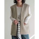 グレージュ(603) | フェイクボアファスナー付きベスト | Re:EDIT