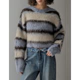ブルー(511) | [2025 WINTER COLLECTION]シャギーニットマルチボーダーショ… | Re:EDIT