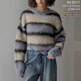 [2025 WINTER COLLECTION]シャギーニットマルチボーダーショ… | Re:EDIT | 詳細画像1 