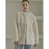 オフホワイト(502) | パッチワークボアファーノーカラーミドルコート | Re:EDIT