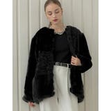 パッチワークボアファーノーカラーミドルコート | Re:EDIT | 詳細画像9