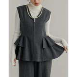 [公式サイト先行販売][洗濯機で洗える]圧縮ウールライクフロントジップペプラムベ… | Re:EDIT | 詳細画像4 