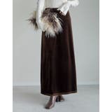 ブラウン(505) | [低身長/高身長サイズ有]無地orドットベロアナロースカート | Re:EDIT