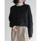 ブラック(501) | ポルカドットショートニットカーディガン | Re:EDIT