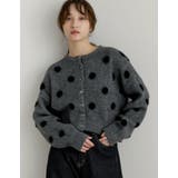 チャコールグレー(703) | ポルカドットショートニットカーディガン | Re:EDIT