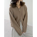 ベージュ(504) | [2025 WINTER COLLECTION]ファーフードジップニットカーディ… | Re:EDIT