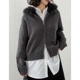 チャコールグレー(703) | [2025 WINTER COLLECTION]ファーフードジップニットカーディ… | Re:EDIT