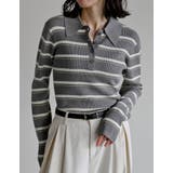 マルチボーダーポロニットトップス | Re:EDIT | 詳細画像4 