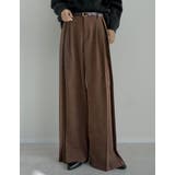 ブラウン(505) | 微起毛ツイルタックプリーツワイドパンツ | Re:EDIT