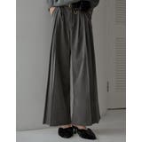 チャコールグレー(703) | 微起毛ツイルタックプリーツワイドパンツ | Re:EDIT