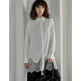 ホワイト(502) | [2026S S COLLECTION]裾ランダムレースポプリンチュニックシャツ | Re:EDIT