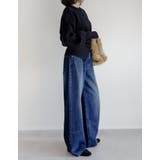 [低身長 高身長サイズ有]コットンデニムメタルストーン付きワイドストレートパンツ | Re:EDIT | 詳細画像11 