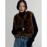 ブラウン(505) | ジップ付きフェイクファーベスト | Re:EDIT