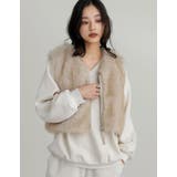 アイボリー(604) | ジップ付きフェイクファーベスト | Re:EDIT